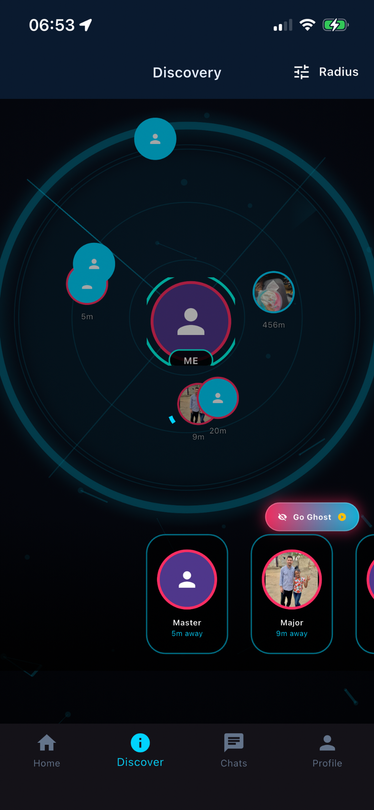 Duzé nearby screen